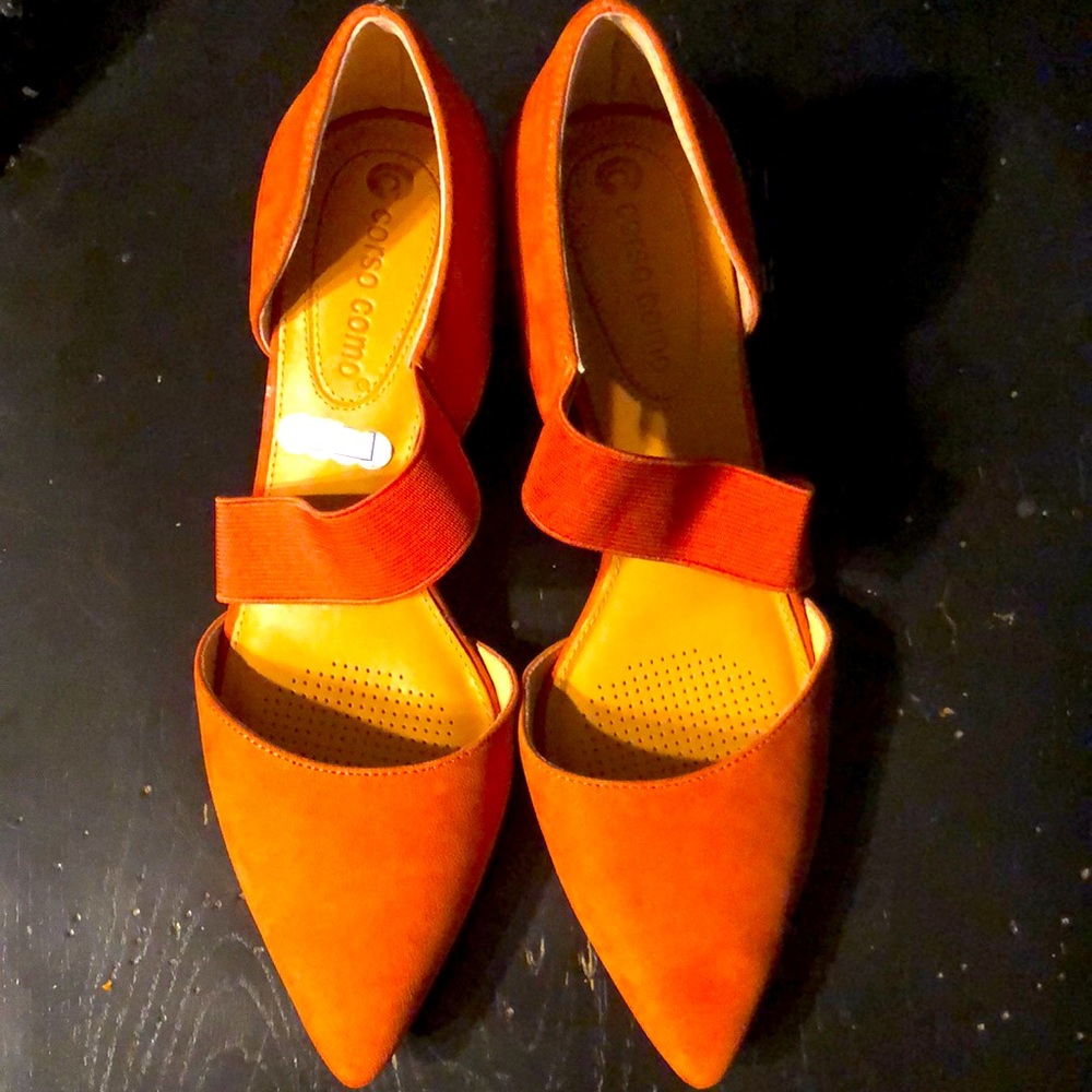 Corso Como Orange Suede Heels